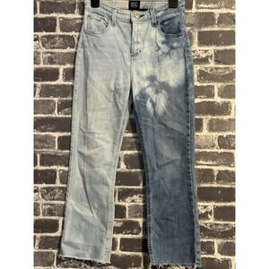 BDG Womens Kick Flare High Rise Cropped Jeans Size 26 Two Tone Raw Hem